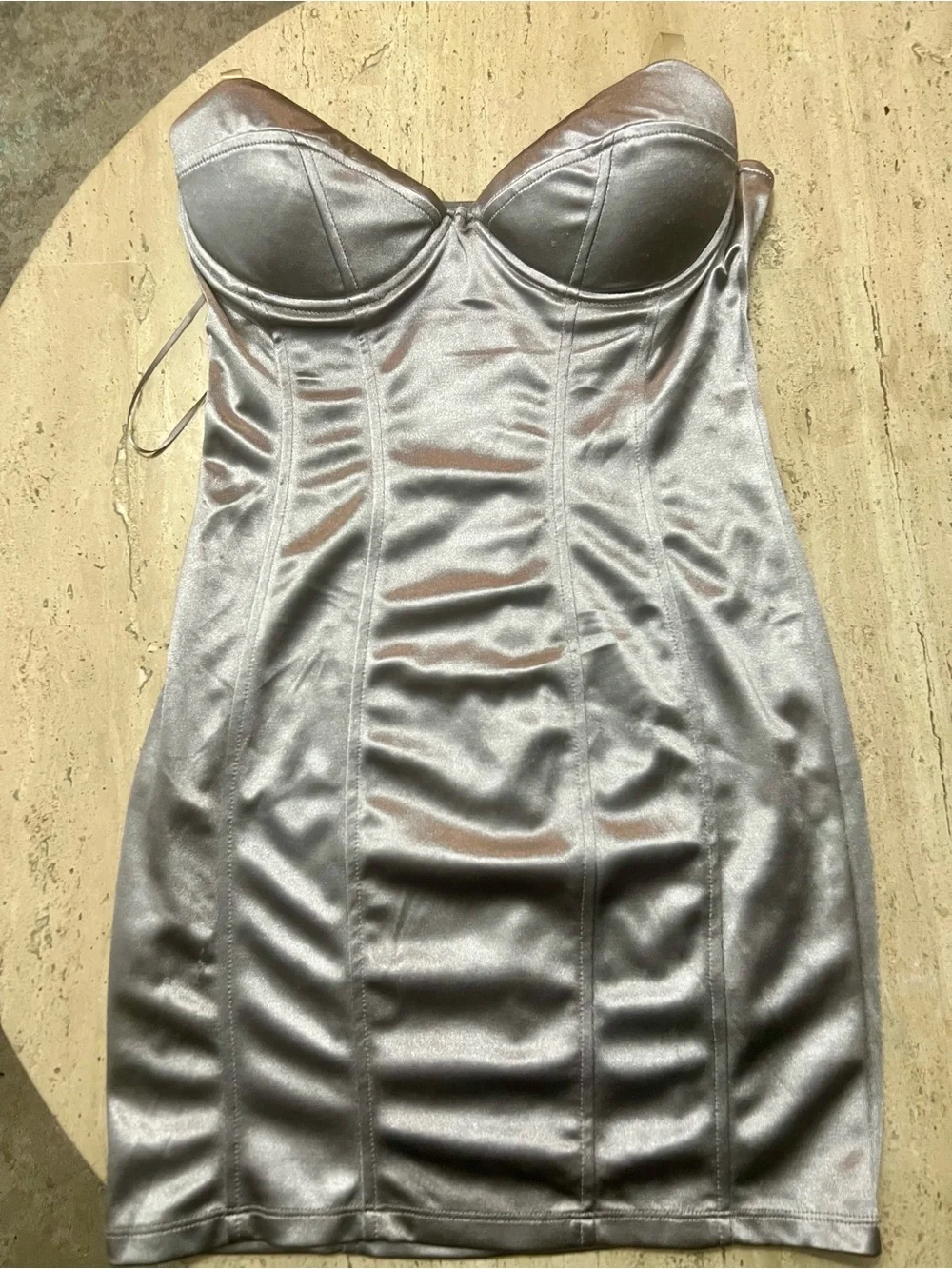 Fashion Nova Silver Satin Mini Dress